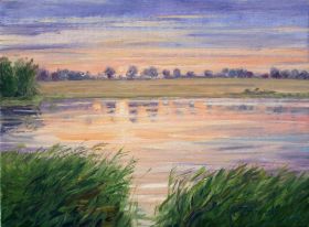 69. Sonnenuntergang am See 40x50.JPG
