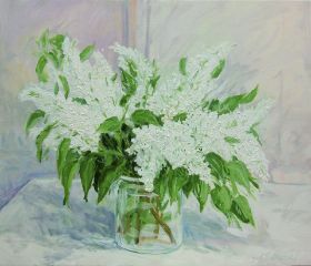 82. Weiße Flieder im Glas 60x70.JPG