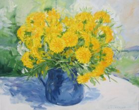 92. Löwenzahn im blauen Krug 50x60.JPG