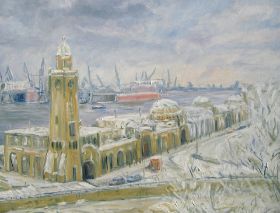 25. Hamburger Hafen - Landungsbrücken im Winter 70x100 .jpg